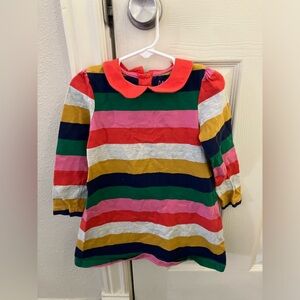 Mini Boden rainbow striped Peter Pan collar dress